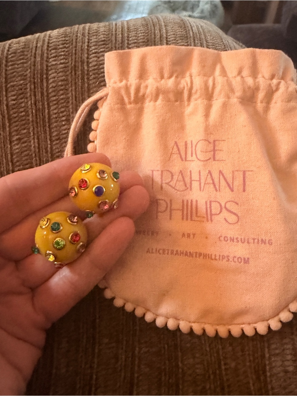 Alice Trahant Phillips Bubble Gum Ball Rhinestone Statement Earrings